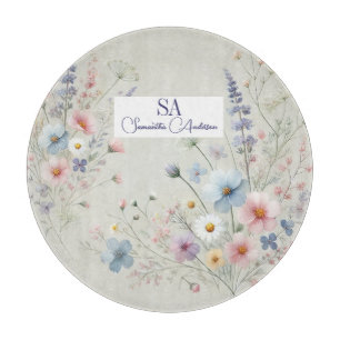 Personalised Wildflower with Monogram & Name Cutting Board