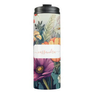 Personalised Wildflower with Name Thermal Tumbler