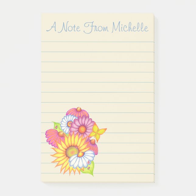 Personalised Wildflowers Post It Notes (Front)
