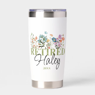 Personalised Wildflowers Retirement, Floral Retire Insulated Tumbler