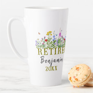 Personalised Wildflowers Retirement, Floral Retire Latte Mug
