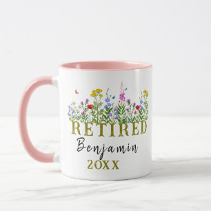 Personalised Wildflowers Retirement, Floral Retire Mug