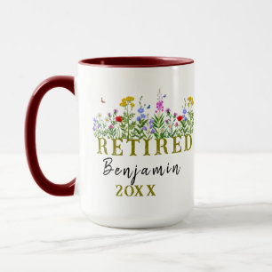 Personalised Wildflowers Retirement, Floral Retire Mug