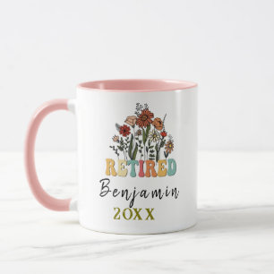 Personalised Wildflowers Retirement, Floral Retire Mug