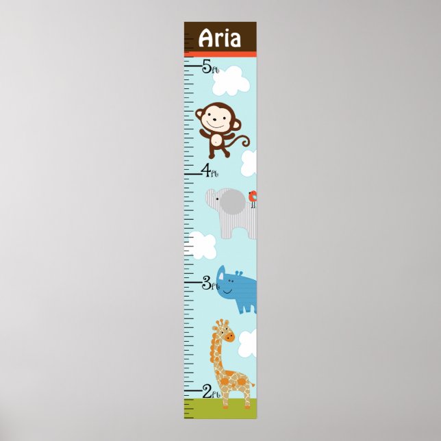 Personalised Wildlife Jungle Animal Growth Chart (Front)