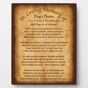 Personalised Will Dogs Go to Heaven Poem Plaques