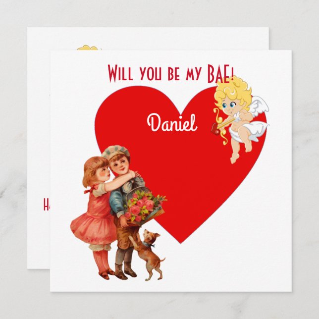 Personalised Will You Be My BAE Cupid Angel Card (Front/Back)