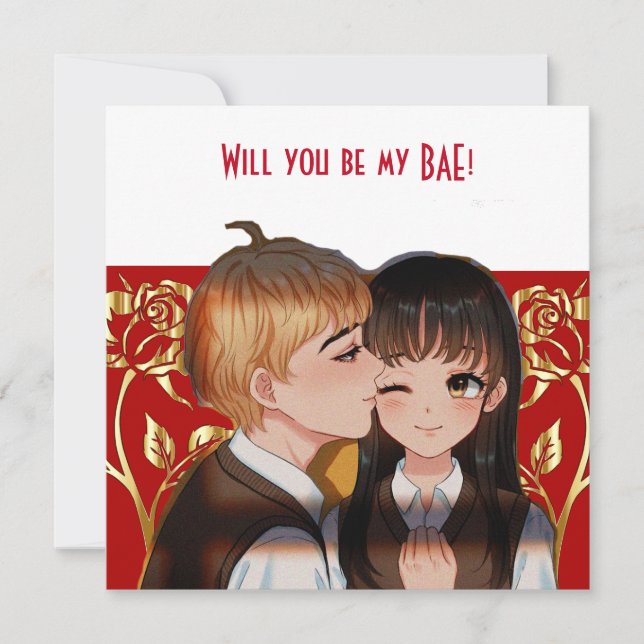 Personalised Will You Be My BAE Rustic Roses Card (Front)