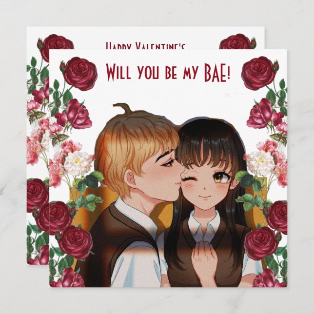 Personalised Will You Be My BAE Rustic Roses Card (Front/Back)
