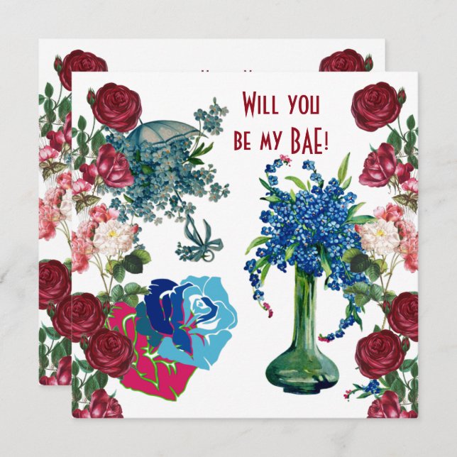 Personalised Will You Be My BAE Rustic Roses Vase  (Front/Back)