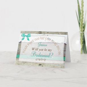 Personalised Will you be my Bridesmaid Rustic Card