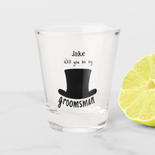 Personalised Will You Be My Groomsman Top Hat Shot Glass