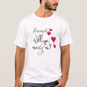Personalised Will You Marry me Hearts Proposal T-Shirt