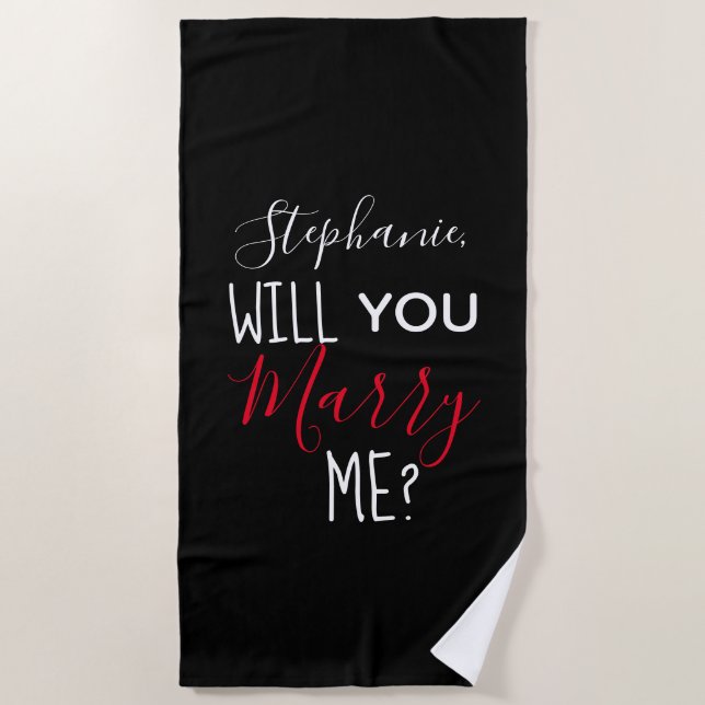 Personalised Will You Marry Me Marriage Proposal Beach Towel (Front)