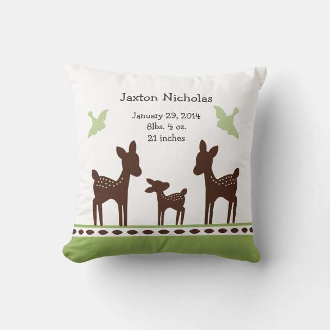 Personalised Willow Deer Family Pillow Keepsake (Front)
