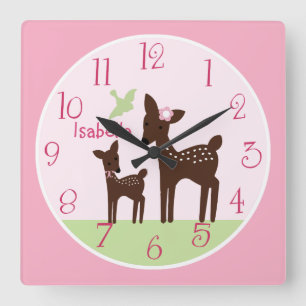 Personalised Willow Deer Girl Nursery Clock
