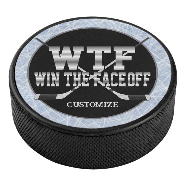 Personalised Win The Face-Off Hockey Puck (3/4)