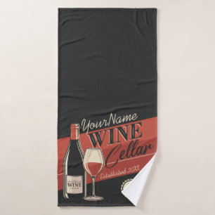 Personalised Wine Cellar Bottle Tasting Room Bar Bath Towel Set