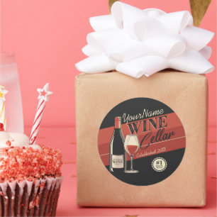 Personalised Wine Cellar Bottle Tasting Room Bar Classic Round Sticker