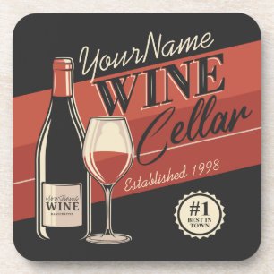 Personalised Wine Cellar Bottle Tasting Room Bar  Coaster