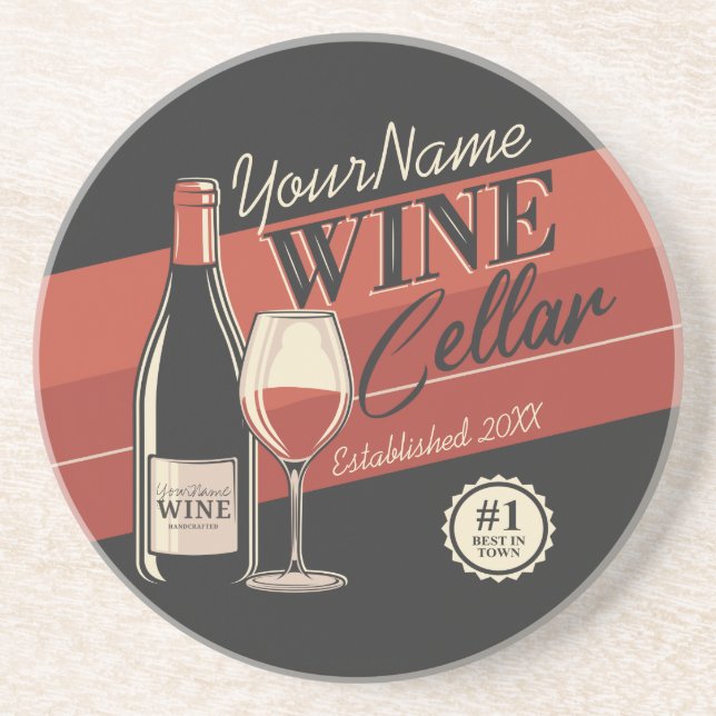 Personalised Wine Cellar Bottle Tasting Room Bar  Coaster (Front)