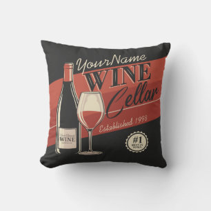 Personalised Wine Cellar Bottle Tasting Room Bar  Cushion