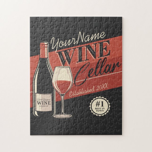 Personalised Wine Cellar Bottle Tasting Room Bar  Jigsaw Puzzle (Vertical)