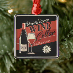 Personalised Wine Cellar Bottle Tasting Room Bar Metal Ornament
