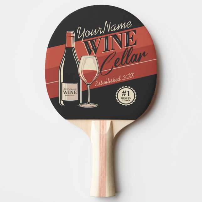 Personalised Wine Cellar Bottle Tasting Room Bar   Ping Pong Paddle (Front)