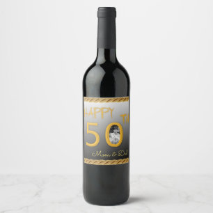 Personalised Wine Label Happy 50th Anniversary Pic