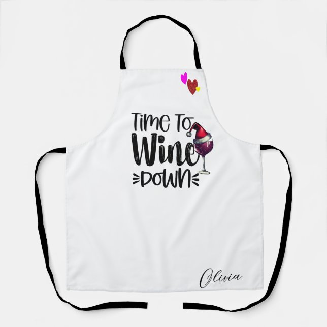 Personalised Wine Lover Apron – Christmas Gift (Front)