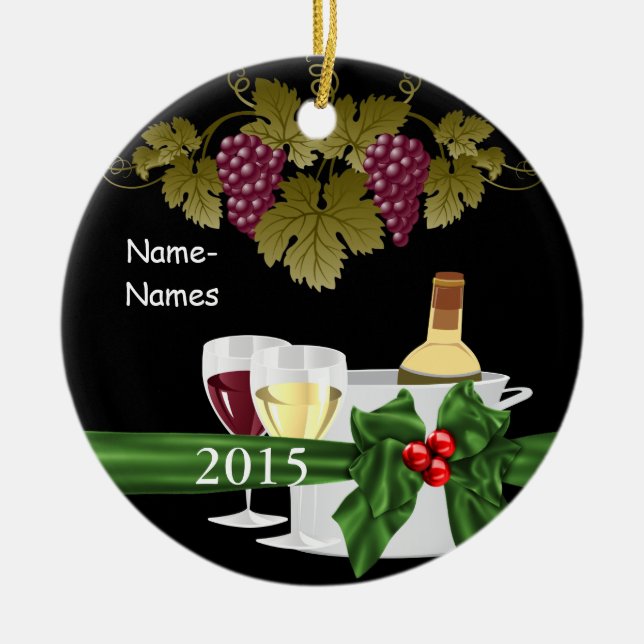 Personalised WINE LOVERS 2015  Holiday ORNAMENT (Front)