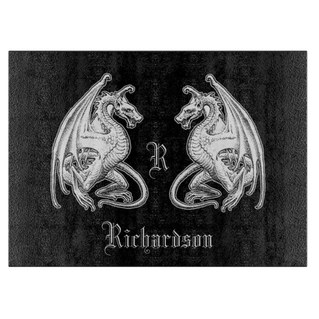 Personalised Winged Dragons Cutting Board (Front)