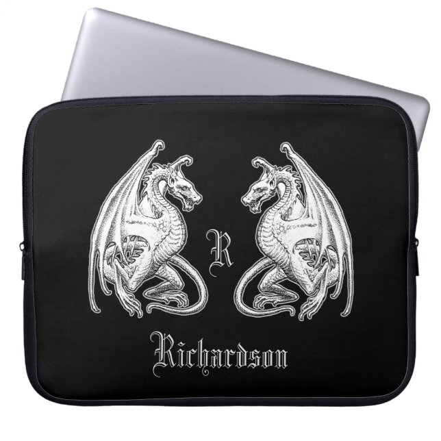 Personalised Winged Dragons Cutting Laptop Sleeve (Front)
