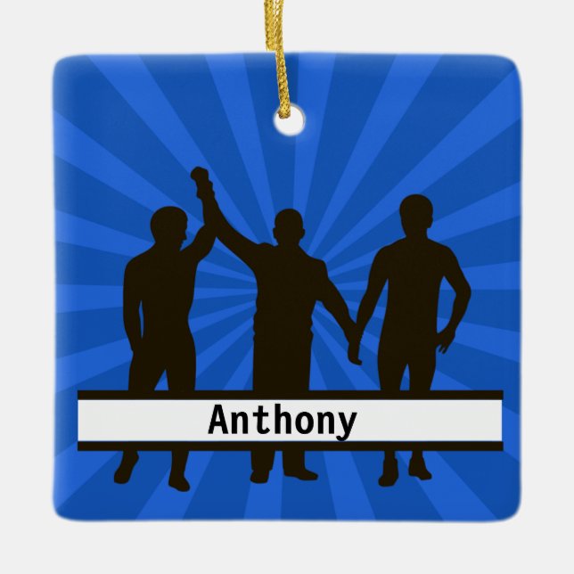 Personalised Winning Wrestler Christmas Ornament (Front)