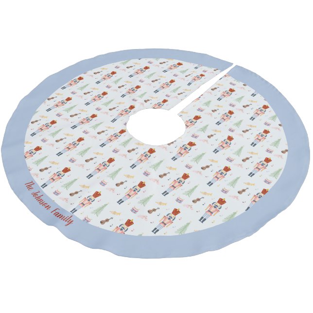 Personalised Winter Blue Nutcracker Ballet Music Brushed Polyester Tree Skirt (Angled)