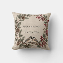 Personalised Winter Botanical Couple Pillow