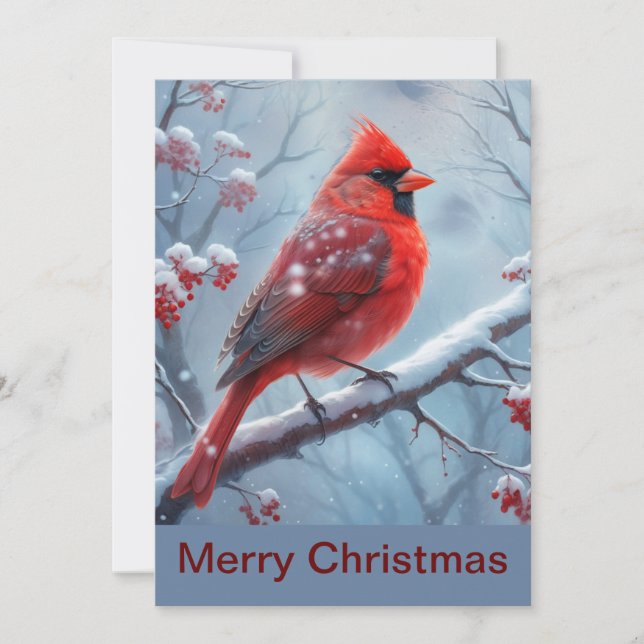 Personalised Winter Cardinal Christmas Card, Card (Front)