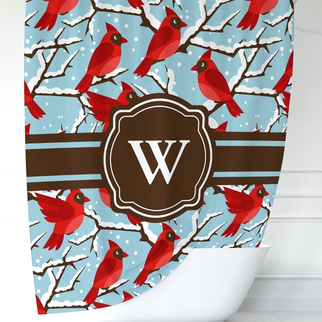 Personalised Winter Cardinal  Shower Curtain (Creator Uploaded)