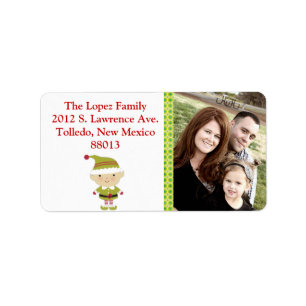 Personalised Winter Elf in Green  Mailing Label