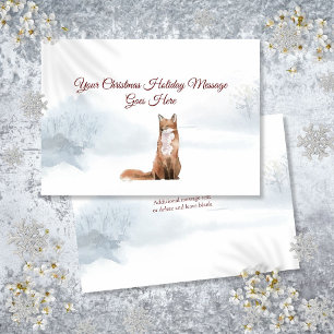Personalised Winter Fox Elegant Script Christmas Holiday Card