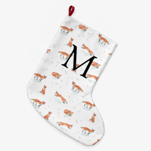 Personalised Winter Fox Large Christmas Stocking