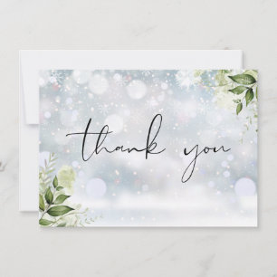 Personalised Winter Greenery Elegant Script Thank You Card