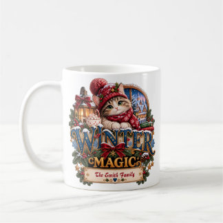 Personalised Winter Magic Cosy Cat Christmas Coffee Mug