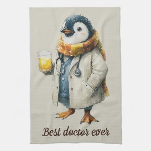 Personalised Winter Penguin “Best Doctor Ever” Tea Towel