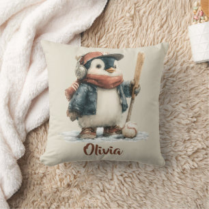 Personalised Winter Penguin Softball Kid Cushion