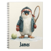 Personalised Winter Penguin Tennis Kid