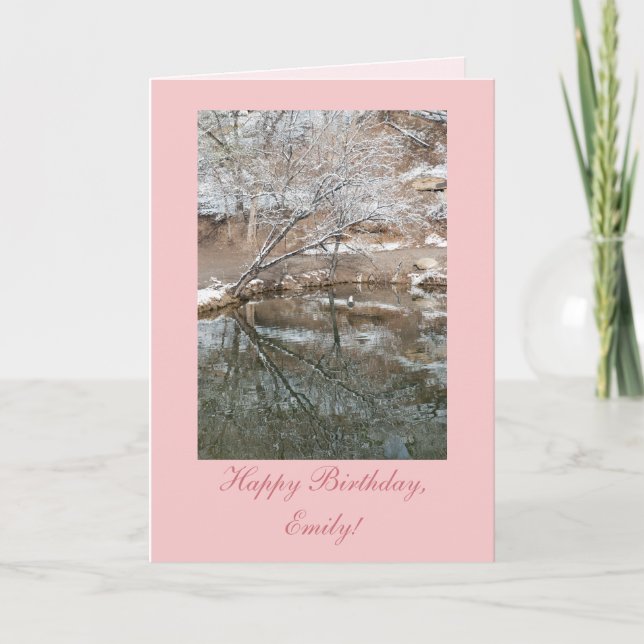 Personalised Winter Pond Birthday Card Template (Front)