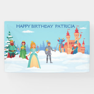 Personalised Winter Princess Royal Family Birthday Banner