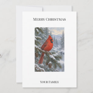 Personalised Winter Red Cardinal Christmas Holiday Card